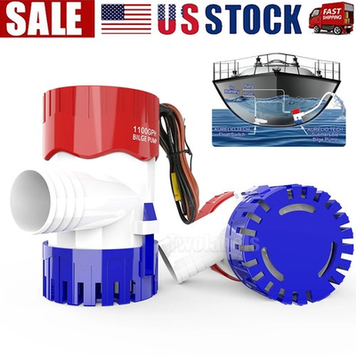 #ad 1100GPH 12V Electric Marine Submersible Bilge Sump Water Pump For Boat 1quot; Hose $12.98