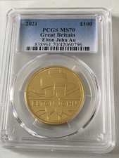 Great Britain 2021 1 Oz Gold Coin £100 British Music Legend Elton John PCGS MS70