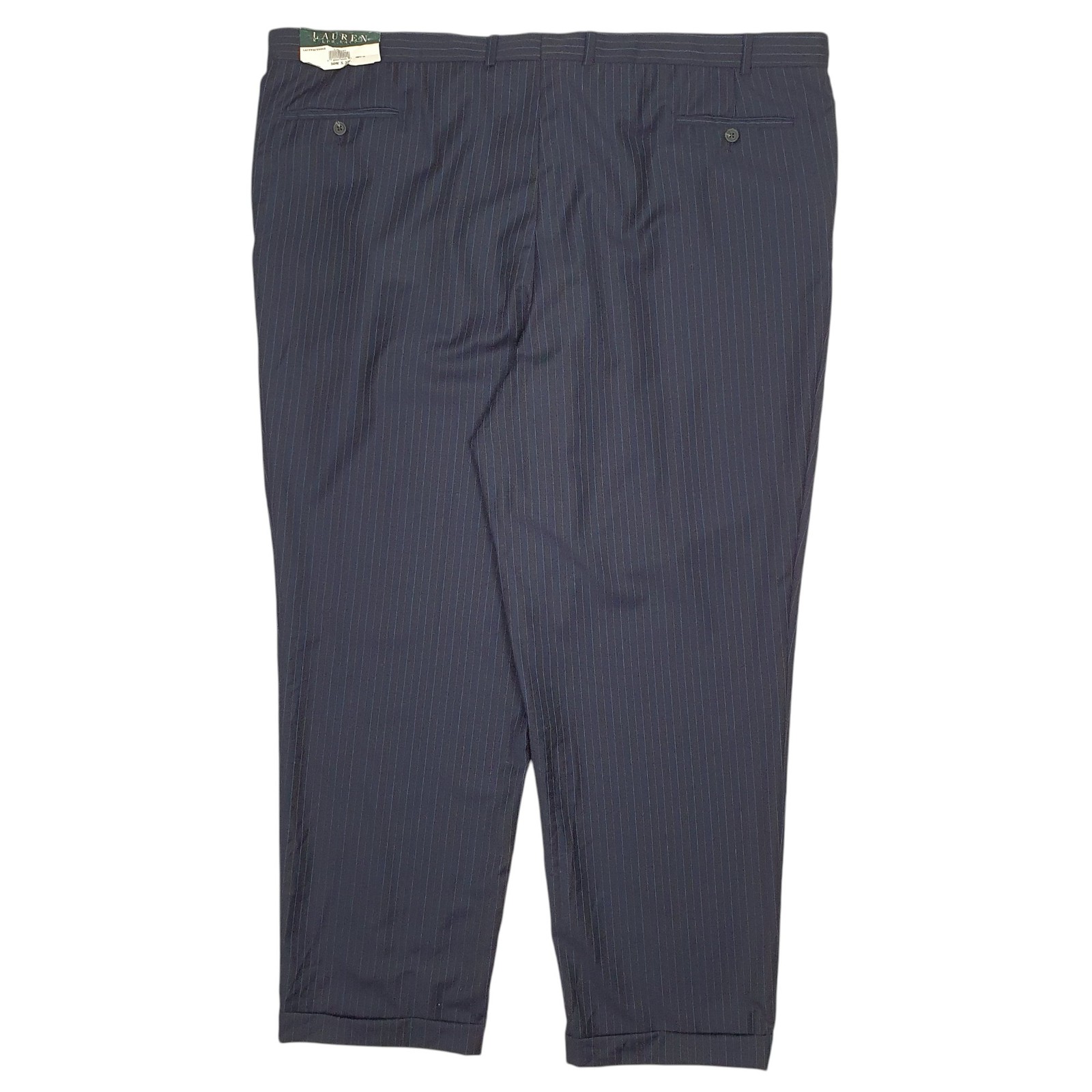 RALPH LAUREN Pinstripe Formal Smart Suit Trousers Wool Navy Mens W50 L32 image 2