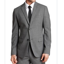 Theory Wellar Mens Blazer Jacket Charcoal MLT Plaid Wool Blend Size 38R New