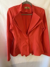 Women's Blazer Red Size M Hybrid  Company Peplum Stretchy Business Jacket USA