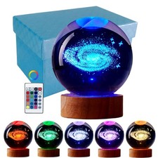 3D Crystal Ball Lamp, Upgraded 3.15 Inch Crystal Ball Night Light with 16 Col...