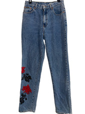Calvin Klein Women  s Vintage Embellished Straight Jeans size 10 Made in USA