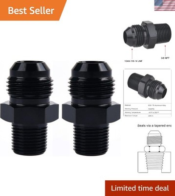 10AN Male Flare to 3/8'' NPT Pipe Fitting Adapter Aluminum Straight Black 2PCS