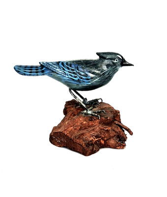 Vintage - Wood Carving - Hand Painted - Stellar's Jay Bird