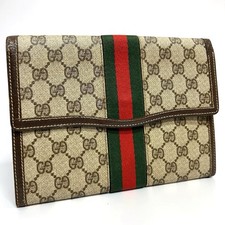 GUCCI Clutch Bag Pouch Sherry Line PVC  Authentic