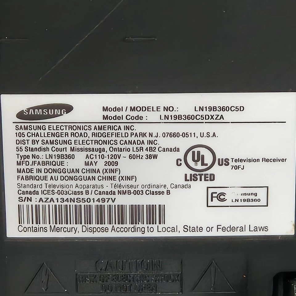 Samsung 19" LCD TV Model LN19B360C5D Flat Screen TV...TESTED (no remote) - Image 4 of 4