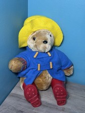 Vintage Paddington Bear Plush Eden Toy Yellow Hat Red Rubber Boots 1981