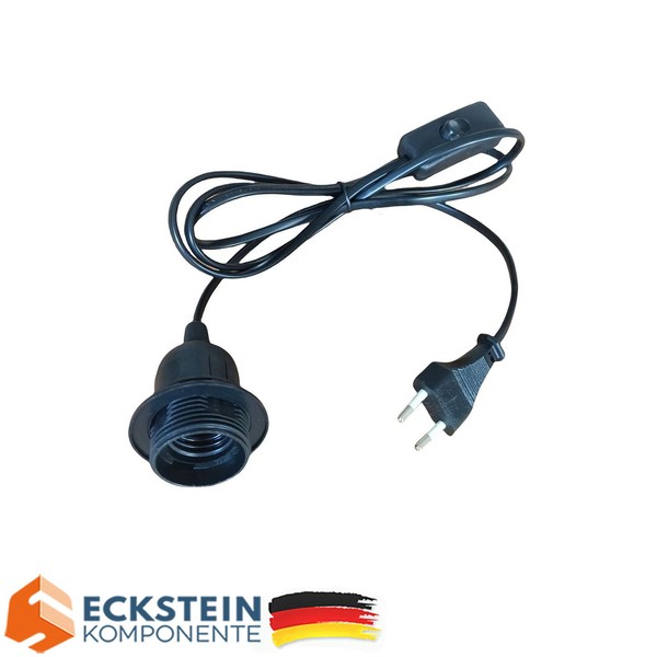 E27 Lampenfassung Mit Kabel 3M Schalter Stecker Stromkabel Fassung Schwarz-image