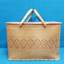 Vintage Redmon Picnic Basket Wicker Weave Metal Handles w/ Insert Peru Indiana 