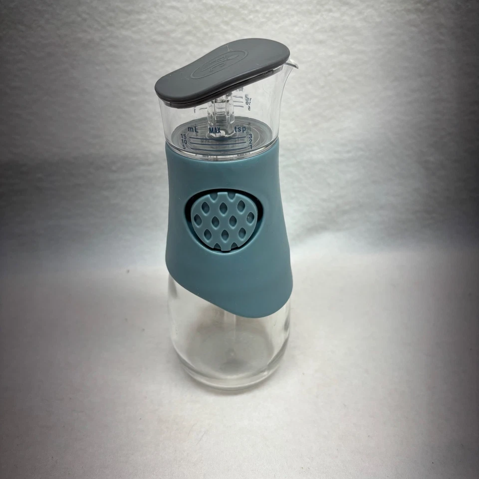 Pampered Chef Measuring Oil Dispenser Teal Embossed Grip Glass Max 15ml - Image 4 of 4