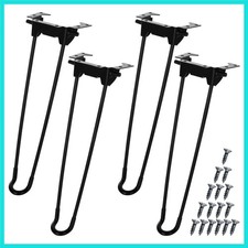 12.6 In Folding Hairpin Table Legs, 4 Pcs Heavy Duty Foldable for Coffee Tabl...