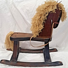 Vintage Handmade Wooden Rocking Horse Bow Rocker Folk Art Child Toy Toddler Deco