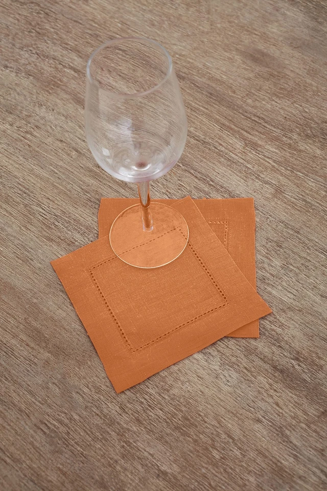 Servilletas de cóctel de lino 6 X 6 pulgadas 100 % tela de lino puro servilletas de tela de calabaza Foto 2 de 4
