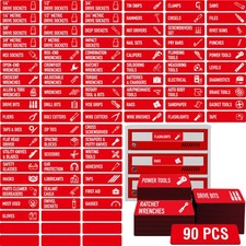 90 PCS Magnetic Toolbox Labels, 82 Pre-Printed 8 Blanks Large Size Tool Che