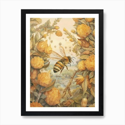 Nektar Biene Bienenstock Aquarell Illu gerahmt Wandbild Poster Leinwanddruck Bild