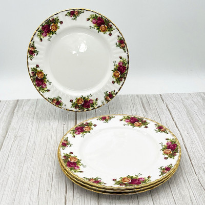 Royal Albert Old Country Roses Dinner Plates 10 1/4'' MINT 1962 England Set of 4