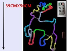 x Renna Luminosa LED Neon Flex RGB Multicolore 50x39cm Telecomando  sus