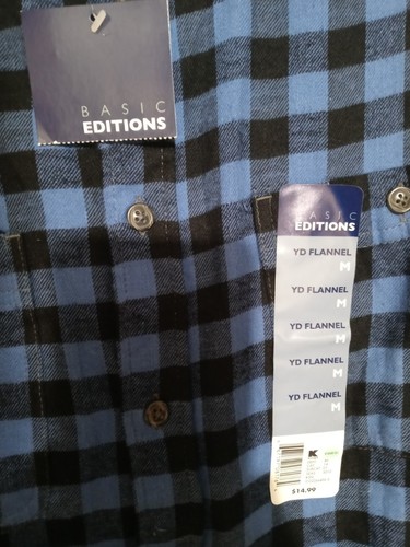 Basic Editions *Heritage* Mens Flannel Long Sleeve Button Up Shirt - Size Medium - Picture 11 of 13