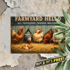 Chicken Coop Welcome to Our Coop 8x12 Funny Chicken Tin Metal Sign