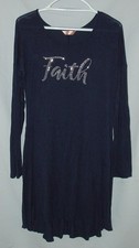 Navy Blue Sz Medium Soft Stretchy FAITH Long Sleeve High Low Shirt Dress SJS