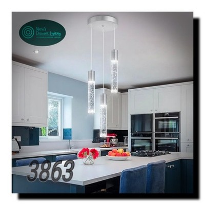 Modern 3-Light Bubble Crystal Pendant Light   Kitchen Island