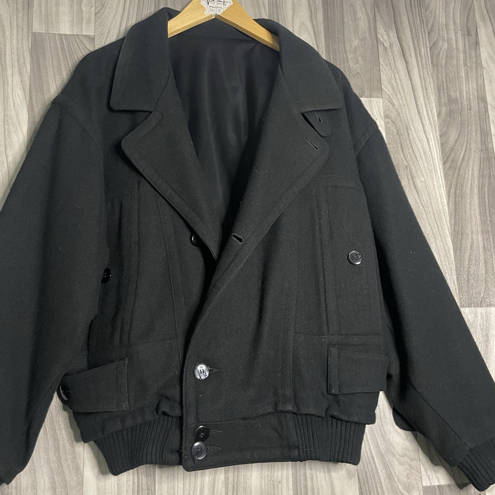 Vintage Hugo Boss Wool Bomber Jacket Black Rare Sz 48 image 5