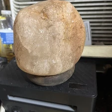 6 pound 6 inch Handcarved Himalayan Salt Rock on Wood Base Natural Ionizer