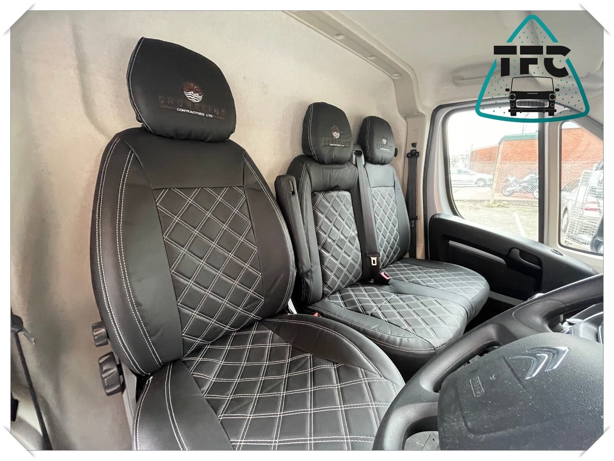 CUSTOM SEAT COVERS FOR Fiat Ducato ECO LEATHER Bentley Stitching and logos