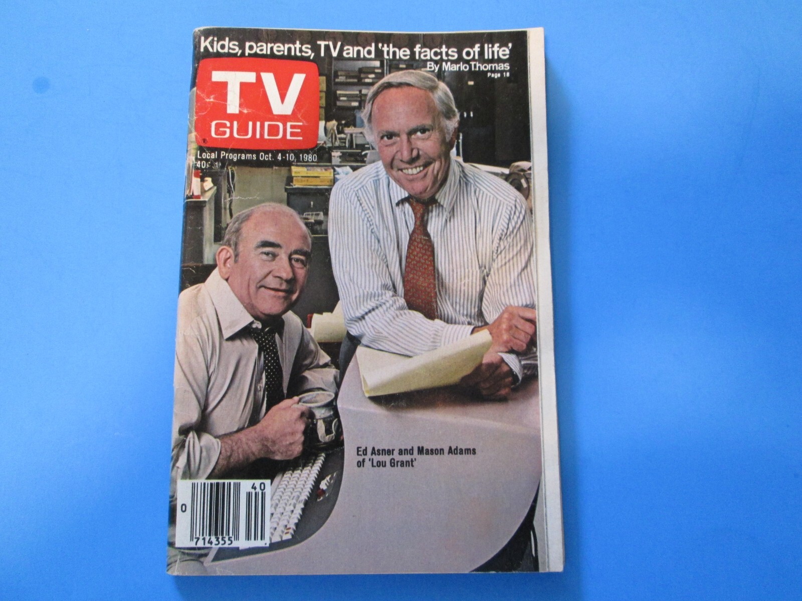TV GUIDE 1980 October 4 10 Cast Of Lou Grant Ed Asner Mason Adams Umpire VS TV b