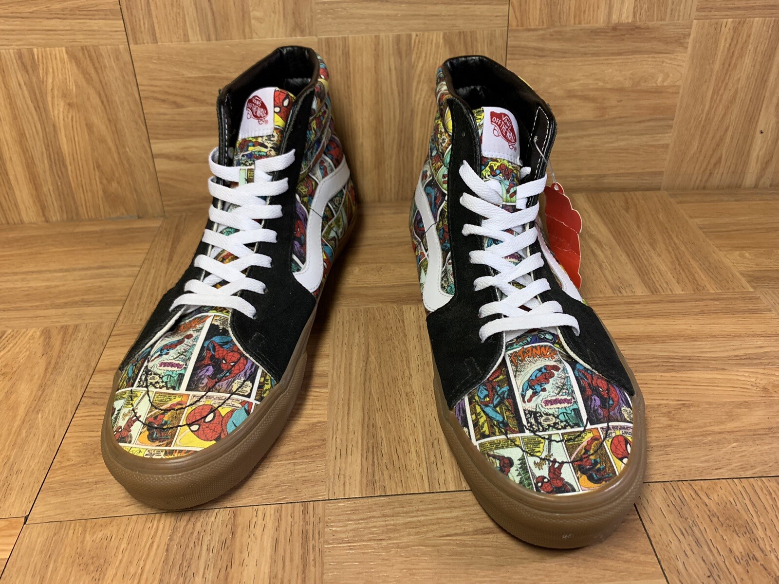 RARE🔥 VANS SK8-Hi x Marvel Spiderman Custom Black Comics GUM Sz