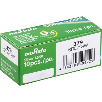 100x Murata 379 eh. Sony Knopfzelle Uhren-Batterie SR521SW SR63 V379 Silberoxid 