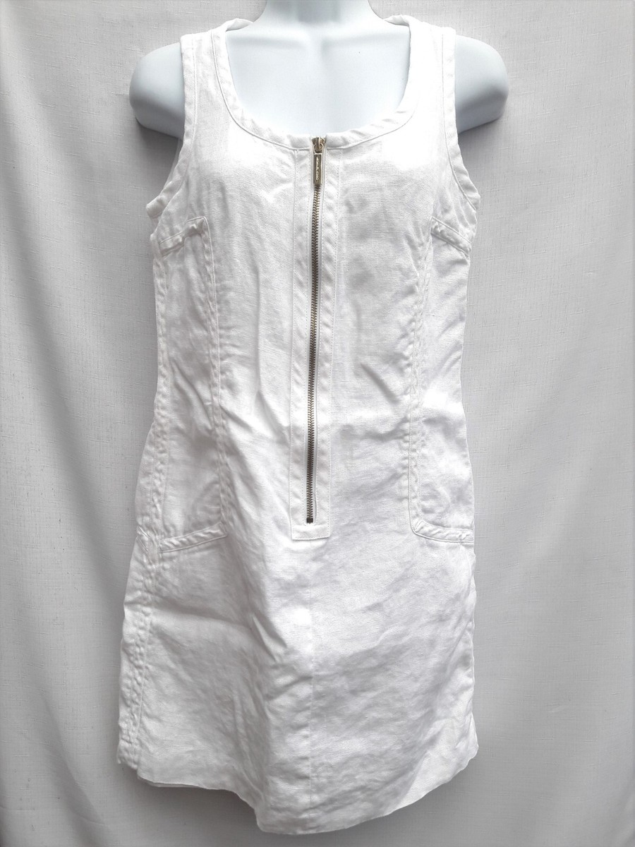michael kors white denim dress Pleated Denim Mini Dress in BONE - Sale