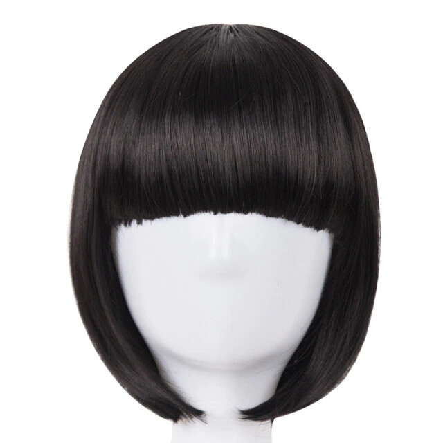 Perruque brune prothèse capillaire courte carrée synthétique femme avec filet de protection bonnet