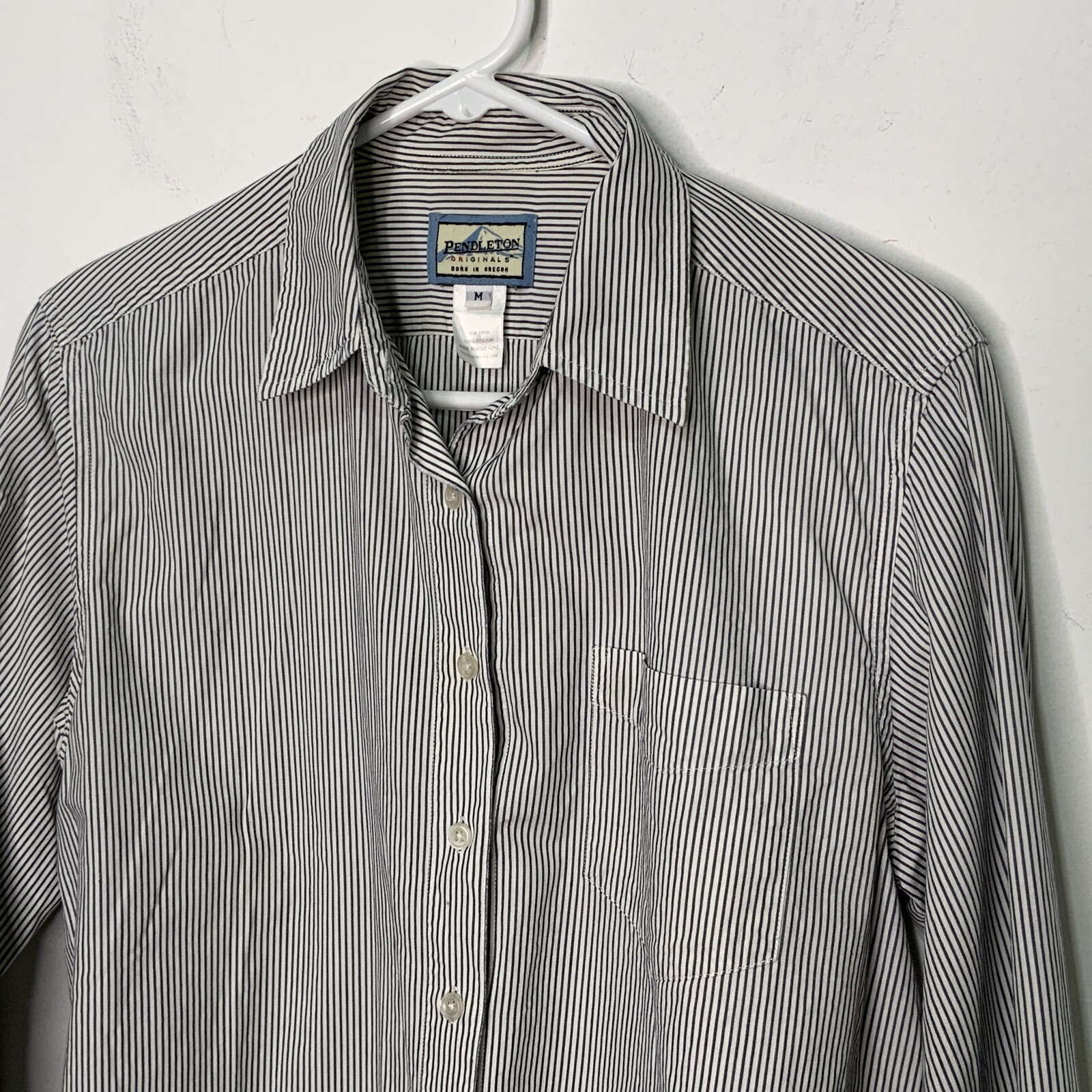 Pendleton Women's Button Front Blouse Gray White … - image 3