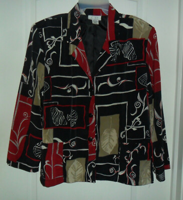 CB collections black multicolor geometric coverup blaser light weigh top Size XL