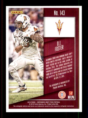 2016 Panini Contenders Draft Picks #143b D.J. Foster White jersey - Picture 2 of 2
