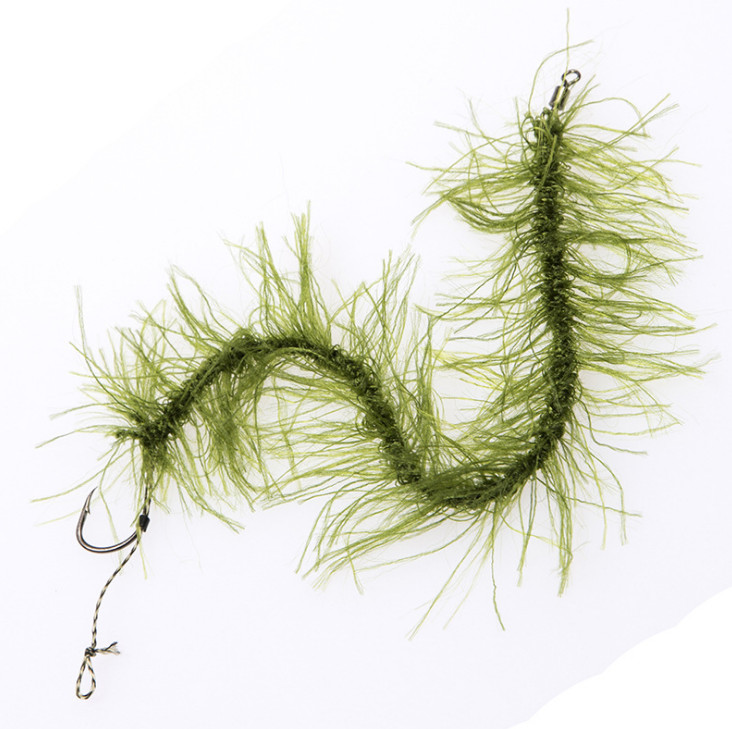 2xSeaweed Line Weed Hair High Carbon Stainless Steel 6# Hook Fishing Accessories - Image 2