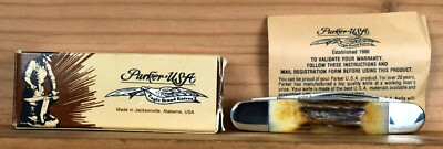 VINTAGE PARKER USA #A088-5 STAG EQUAL END PEN KNIFE NIB