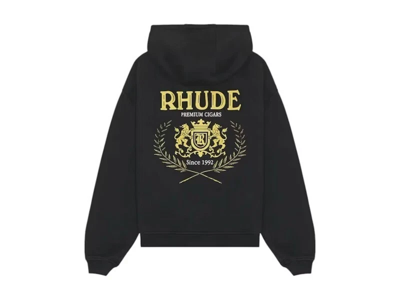 Felpa con cappuccio Rhude Cresta Cigars taglia XSmall nera vintage nuova made in USA