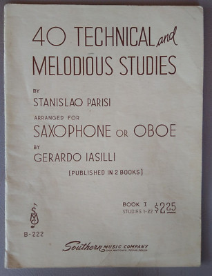 1966 40 Technical and Melodious Studies for Saxophone Stanislao Parisi Book I