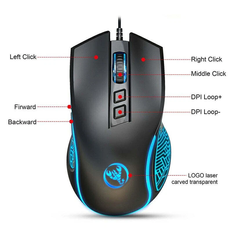 High Precision 3600 DPI RGB Gaming Mouse with Wired Programmable Design - Image 2 of 4