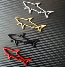 Car Badge Shark Outline Metal Trunk Side Rear Motorcycle Emblem Sticker
