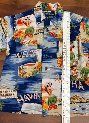 Vintage Polo Ralph Lauren Hawaiian Aloha Button Down Camp Shirt Boys Size 4 - Picture 4 of 11
