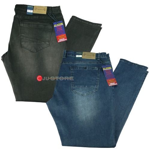Jeans uomo TAGLIE FORTI denim elasticizzato casual vita media gamba stretta  nero | eBay