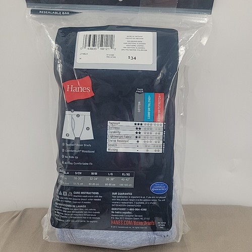HANES Tagless Boxer Briefs Size M 32"- 34" - 4 Pack Multicolor Comfort Wicking - Picture 4 of 4
