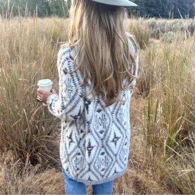 XL New Womens Aztec Tribal Soft Long Cardigan Western Folk Teddy Sweater X-LARGE