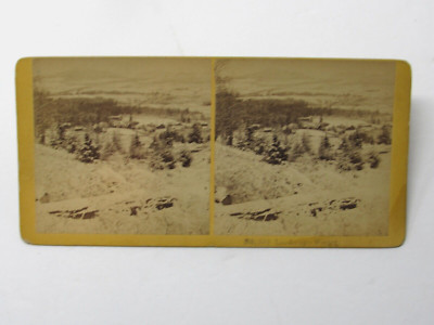 Winter Landscape USA Town Birdseye View Stereoview c1870s Albumen Print