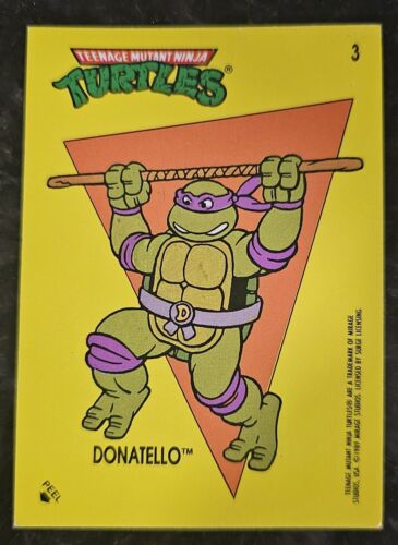 1989 Topps Teenage Mutant Ninja Turtles TMNT #3 Donatello Trading Card Sticker