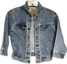 VINTAGE ORANGE tag kids denim LEVIS trucker jacket size 7x